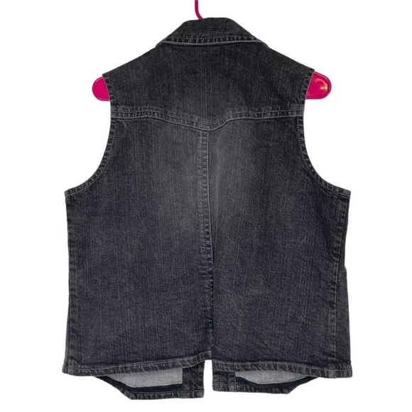 Chicos platinum women black washed denim vest in size 1 - Picture 3 of 8